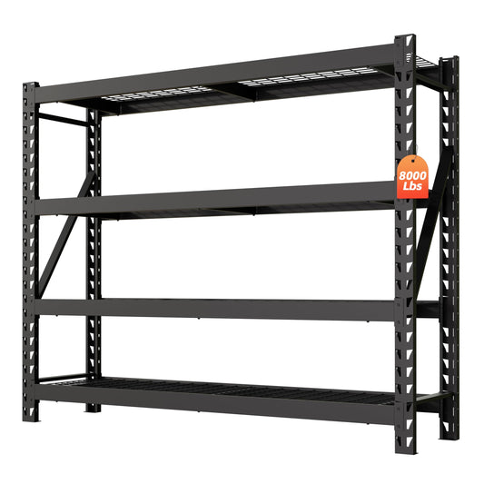 DYNALOAD 8000 Lbs Heavy Duty Garage Shelving, 4-Tier Adjustable Metal Storage Shelves, Industrial Steel Rack for Garage Basement Warehouse, 77" W x 24" D x 72" H