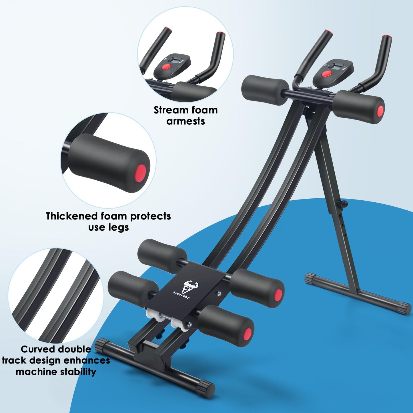 Fitnzoby Abdominal Trainers, Adjustable AB Machine at Home or Gym for Core Strength Training, Ab Cruncher Foldable Fitness Gear for Men and Women Exercise &Workout