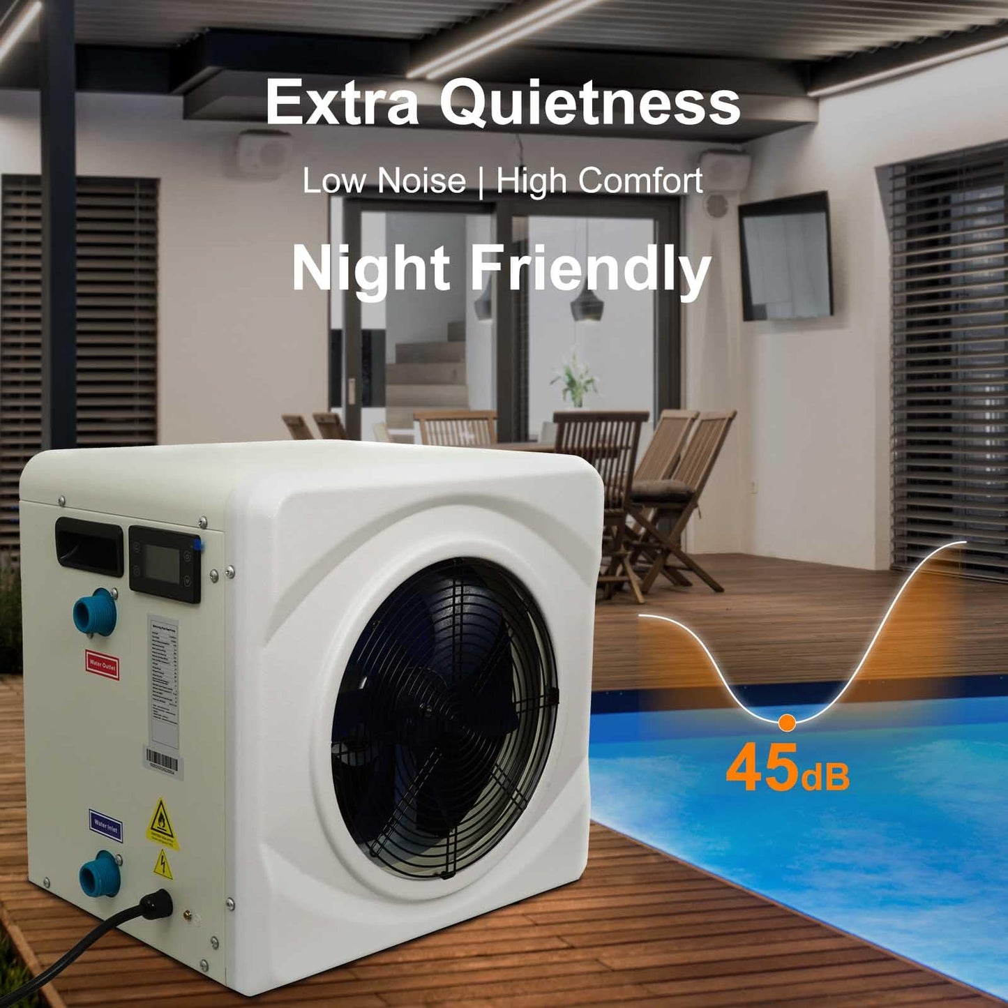 WOPOLTOP 17100 BTU Pool Heat Pump for Swimming Pools, Dual Function of Heating and Cooling, 5.2KW AC Fixed Frequency Pool Heater, 115V/60Hz, up to 2600 Gallons