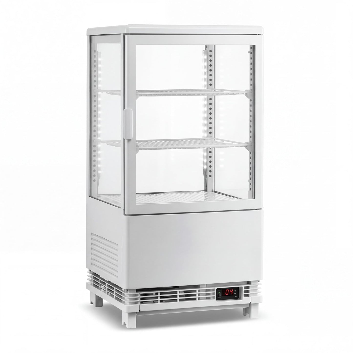 Countertop Display Refrigerator 2.0 Cu.ft, LED Light, Air-Cooling, Sliding Door, Adjustable Shelves, Automatic Defrost, Commercial Mini Fridge for Bakery, Cafe, Restaurant, White