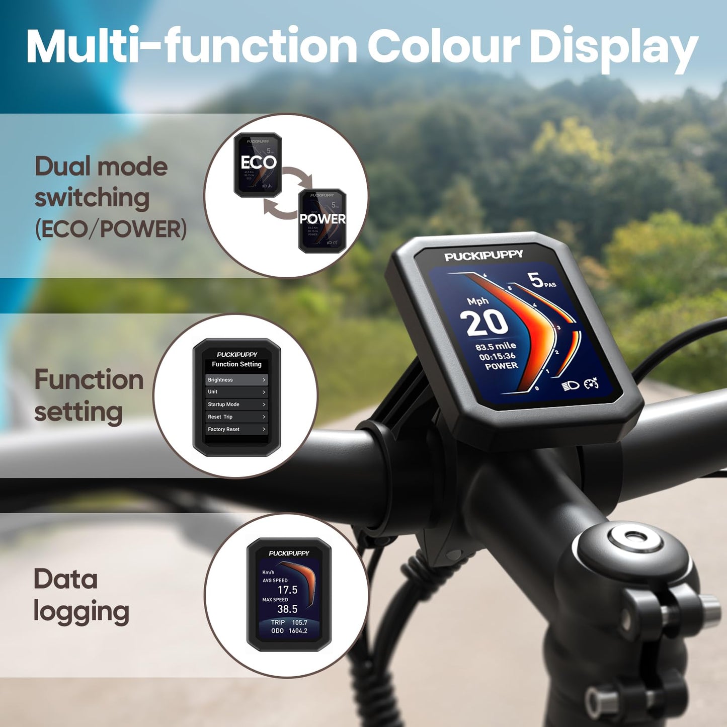 PUCKIPUPPY Electric Bike for Adults 960W, 26" Fat Tire, Step-Through Design Electric Mountain Hunting Bike, 48V 15AH Max 28MPH Off-Road Ebike with Rear Storage Shelf (White)