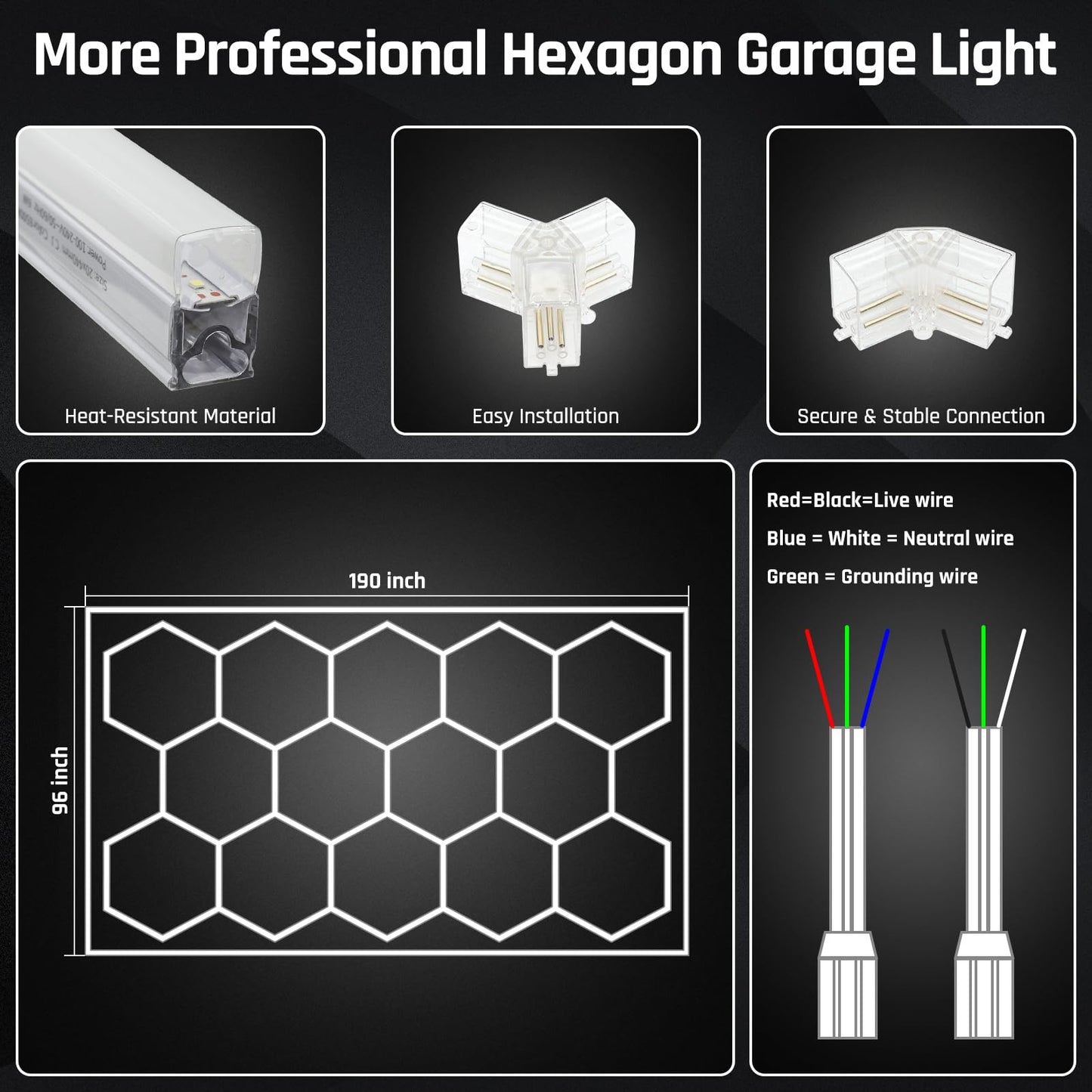 X-Litall Hexagon Garage Light - Hexagon led Lights, High Brightness 566W 70750LM 6500K Super Bright Honeycomb Lights for Garage, Basement, Warehouse, Auto Beauty Shop, Car Detailing Shop