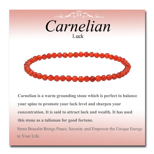 MASSIVE BEADS Natural Genuine Gemstone Beads Healing Crystal Chakra Reiki Jewelry Faceted Round Beads Bracelets (Carnelian, 3mm)
