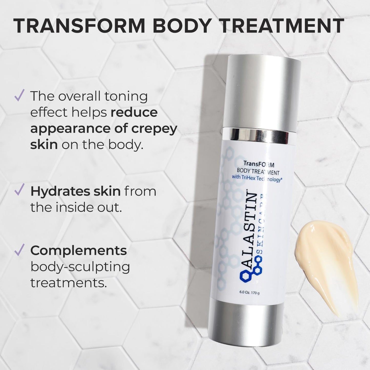 ALASTIN Skincare TransFORM Body Treatment Skin Firming Lotion (6 oz) Hydrating Cream Moisturizer to Help Erase Signs of Aging | Repair Crepey Skin