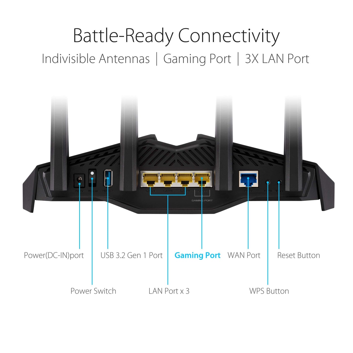 ASUS RT-AX82U AX5400 Dual-Band WiFi 6 Gaming Router, Game Acceleration, Mesh Support, Dedicated Port, Mobile Boost, MU-MIMO, Aura RGB (Renewed)