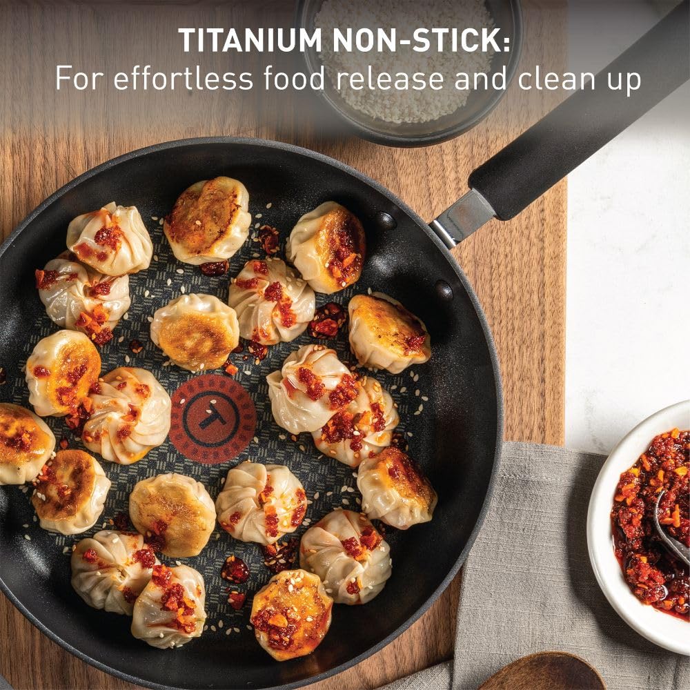 T-Fal Ultimate Hard Anodized Nonstick Pots and Pans Set 17 Piece, Nonstick Cookware Set with Fry Pan, Saucepans, Saute-Pan, Griddle, Dishwasher Safe, Black