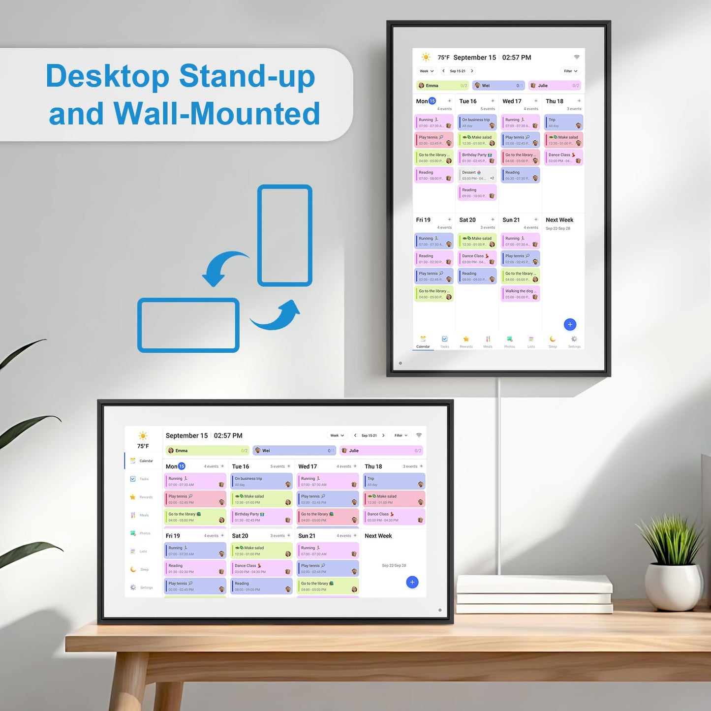 BQQJDD 15.6 Inch Digital Calendar&Chore Chart, 1920 * 1080P Full HD Touchscreen Interactive Display Smart Family Planner, Wall and Desk Mountable, Gifts for Women Men, Gifts for Mom