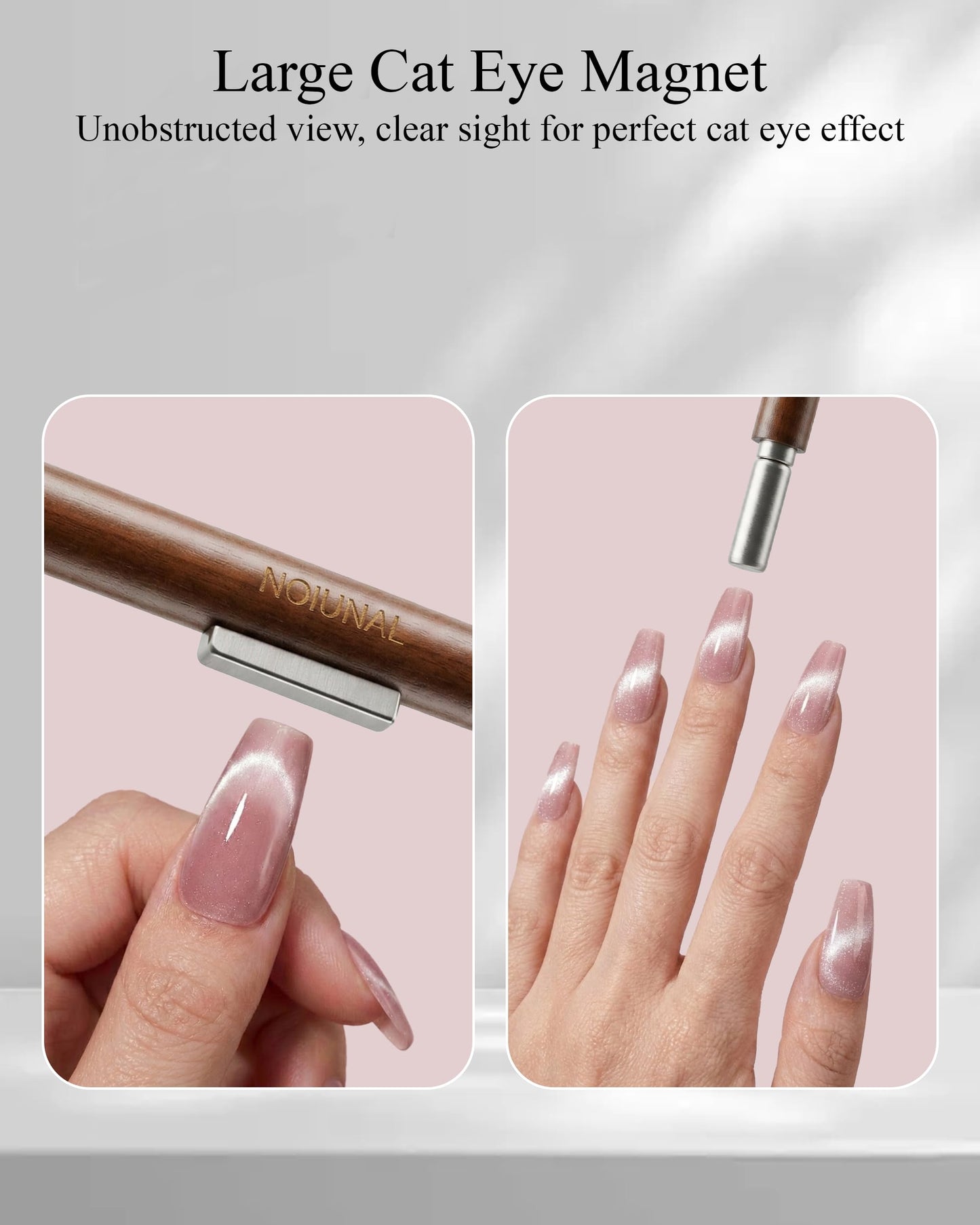Cat Eye Magnet Set, Cat Eye Magnet for Nails, 3 in 1 Cylinder & Ball Nail Magnet Pen, Heart-Shaped & French-Shaped Magnets for Nails, Nail Art Tool, Home DIY Brown