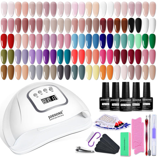 JODSONE 60 PCS Gel Nail Polish Kit 55 Colors Gel Polish Base Top Coat for Women and Girls