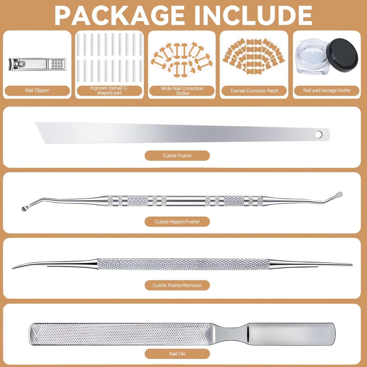 AD ADASTONE Ingrown Toenail Treatment Kit - 16Pcs Professional Ingrown Toenail Corrector with Strips, Patches & Pads - Medical Grade Ingrown Toenail Removal Tool for Painless Pedicure Recovery