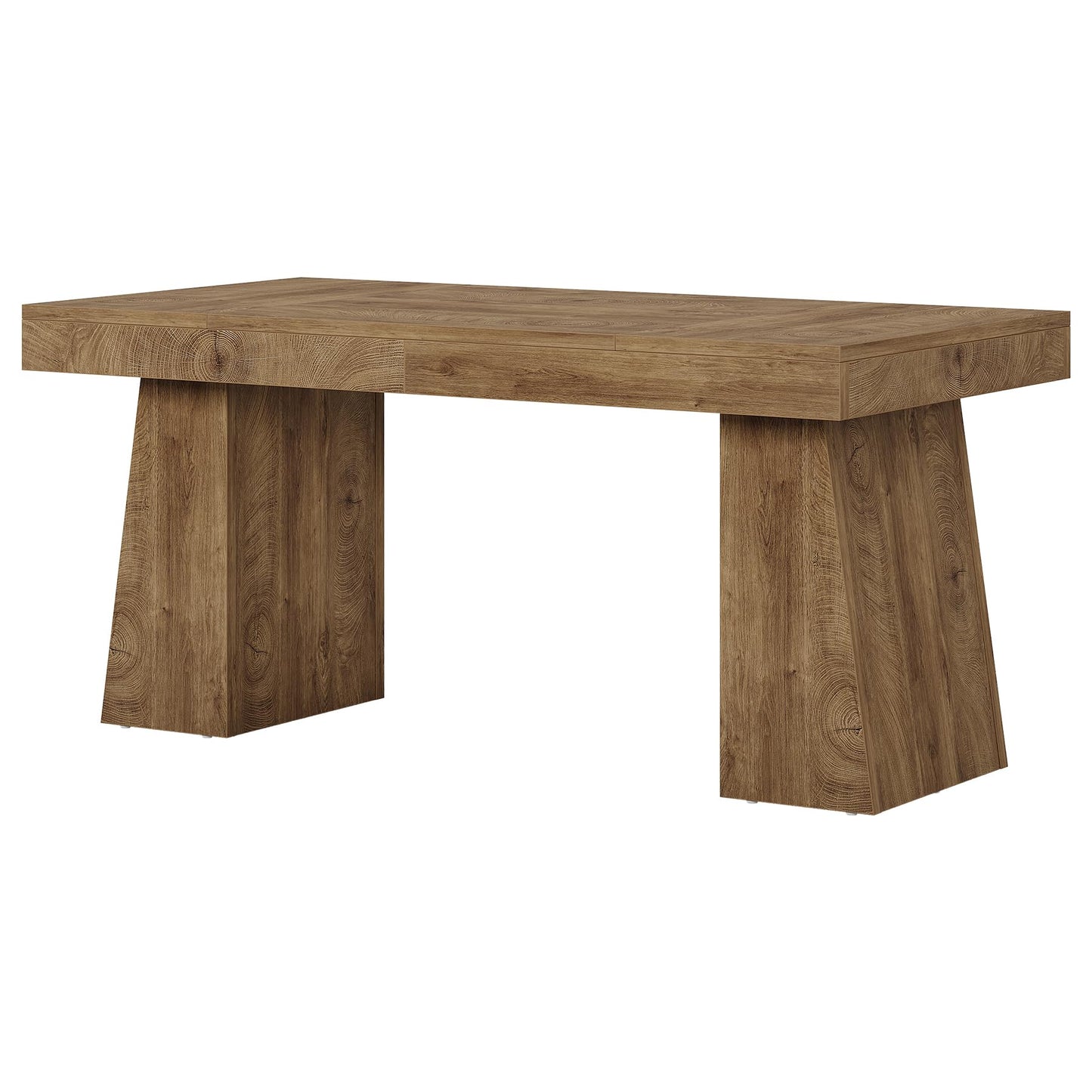 Tribesigns 55" Executive Desk, Wooden Office Desk with Double Pedestal, Modern Simple Computer Writing Table for Home Office, Light Brown
