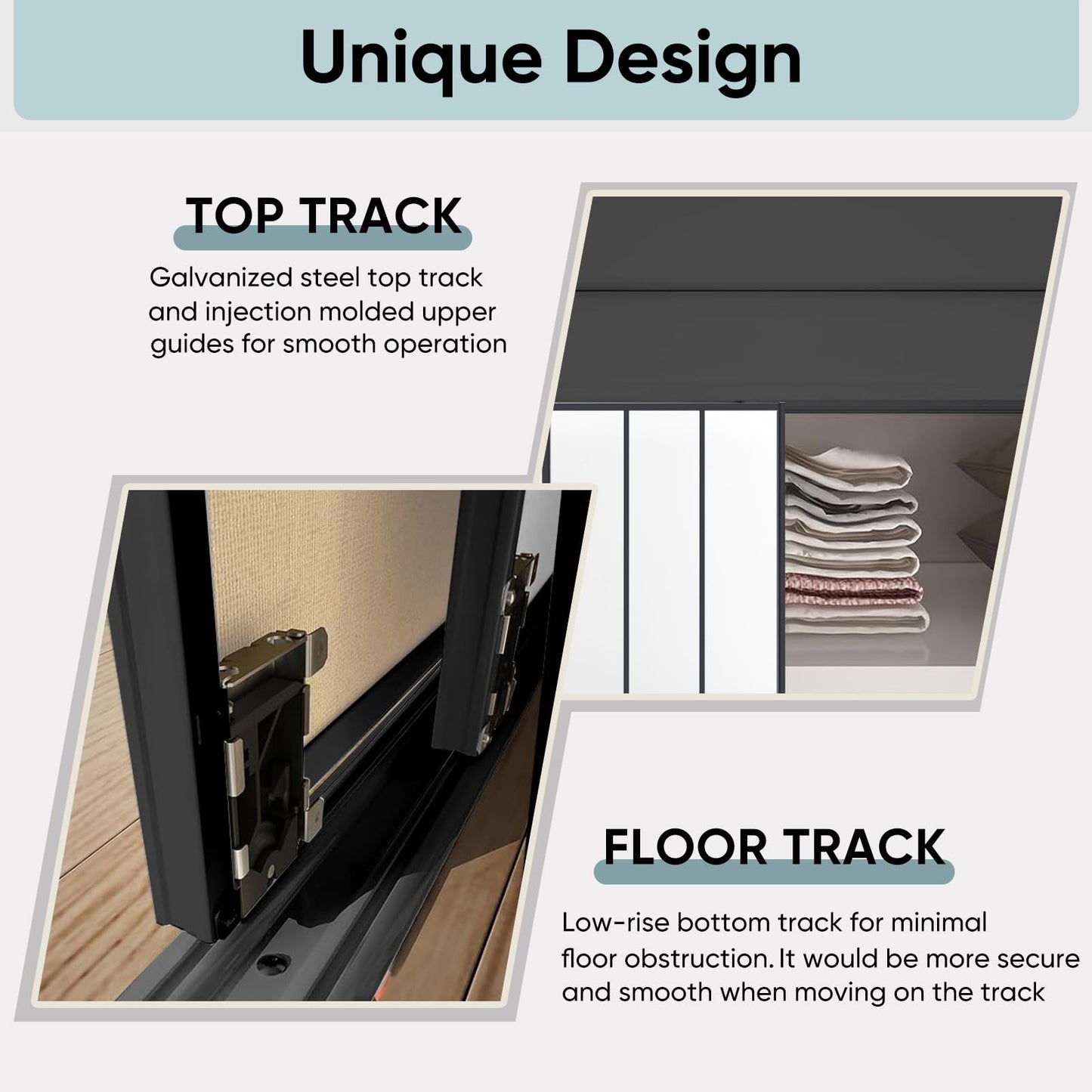 JUBEST Sliding Closet Door 48 x 80", Black Farmhouse Sliding Door with Top & Bottom Track Kits, Preassembled Frosted Glass Bypass Closet Door, Easy to Install