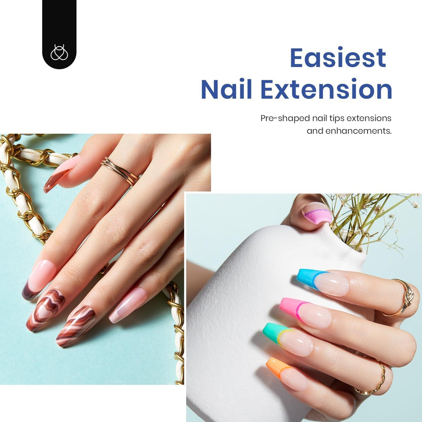 Beetles Gel Nail Kit Easy Extension Set With 500Pcs Medium Coffin Shaped Tips 5 in 1 Nail Glue Base Gel and Innovative Led Lamp Easy Funny Diy False Tips Art at Home Day