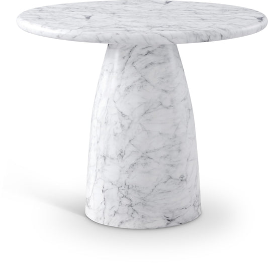 Meridian Furniture 700White-T Cosenza Collection Art Deco 36" Indoor/Outdoor Concrete Dining Table with White Marble Finish, 36" W x 36" D x 30" H, White