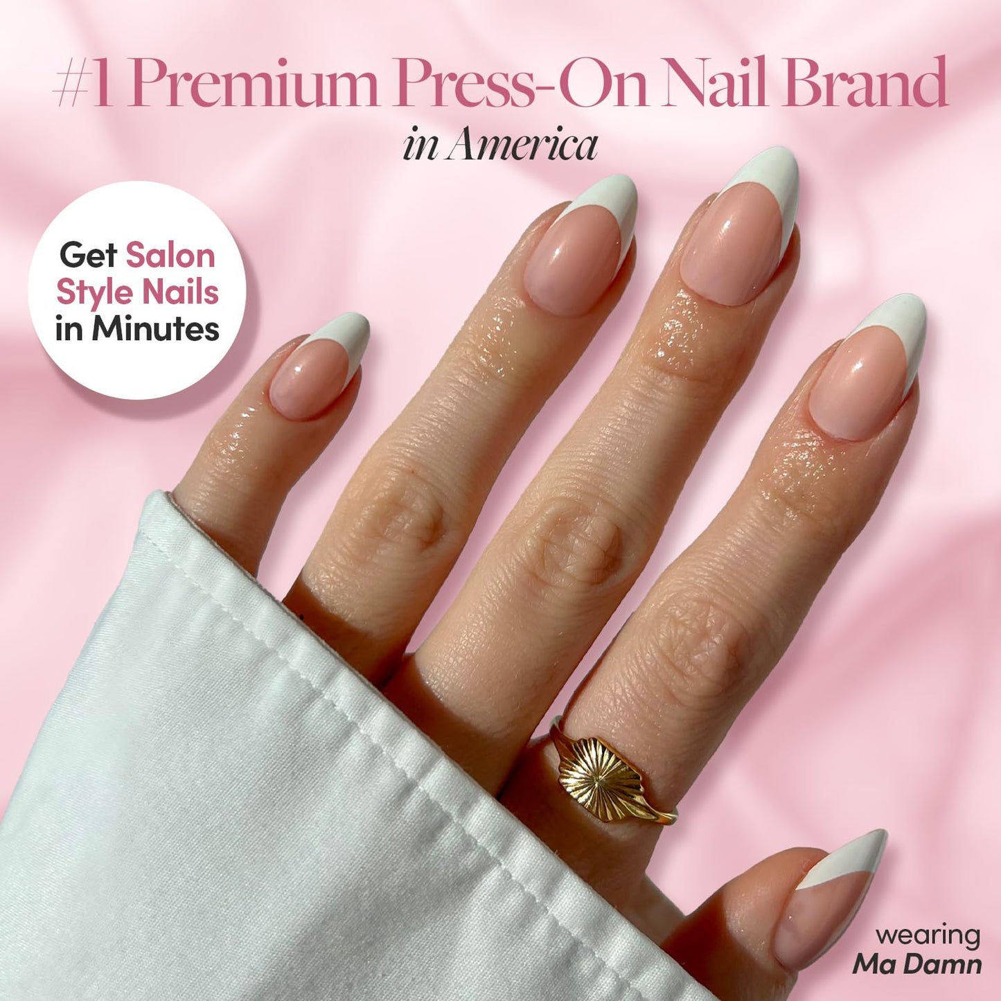 Glamnetic Press-On Nails - Midnight Blue | Dark Navy Blue Short Almond False Nails | 15 Sizes - 30 Nail Kit with Glue and Remover