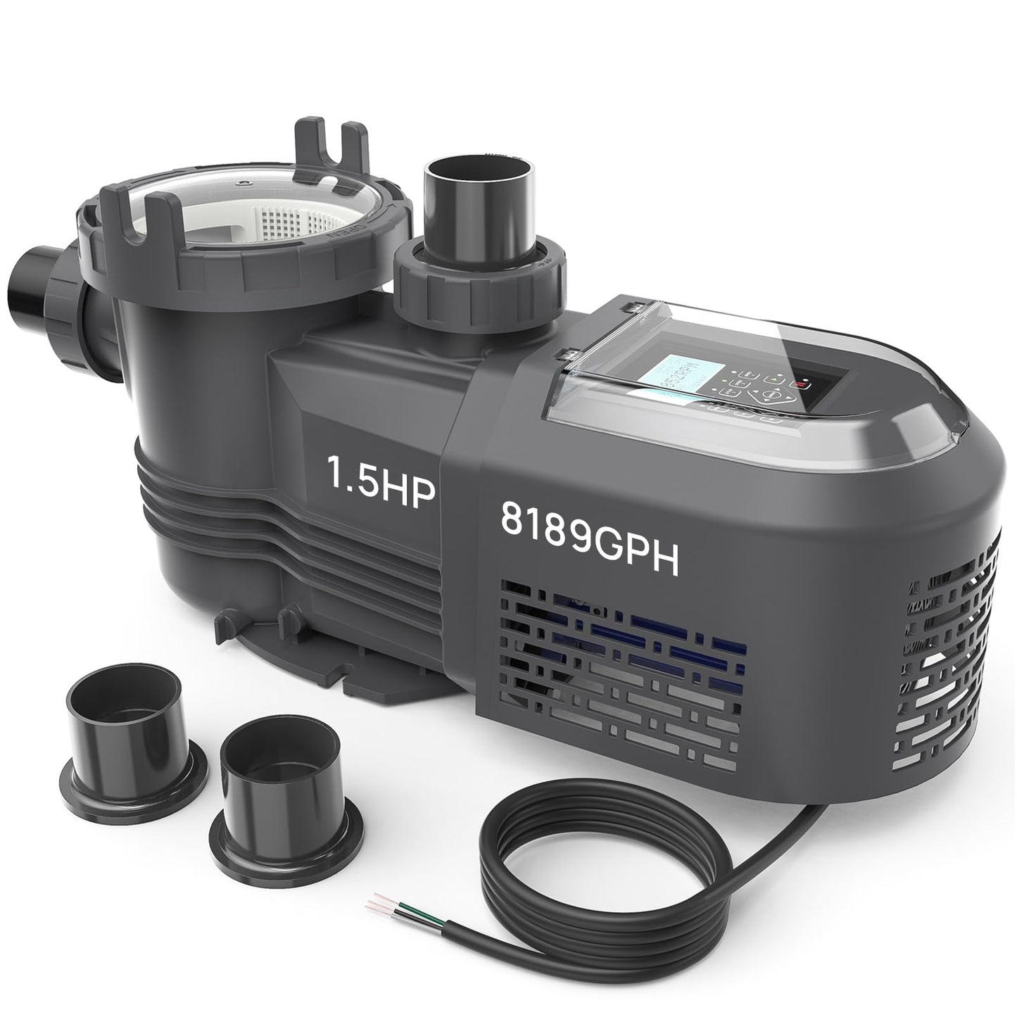 Aquastrong Variable Speed Pool Pump In/Above Pool Pump Energy Efficient High Flow Powerful Self Primming Swimming Pool Pumps with Filter Basket,Dark Black