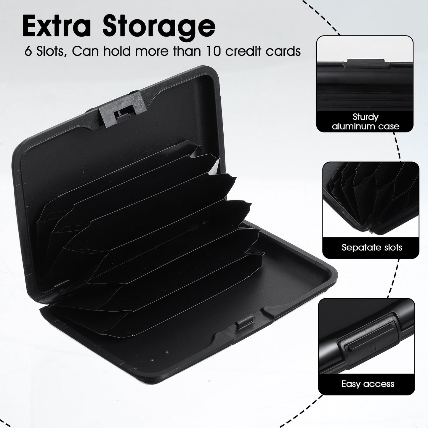 Douaowoc 12 Pcs Black Aluminum Wallet Credit Cards Holder Bulk Blocking Credit Cards Holder Mini Slim Aluminum Wallet Metal Business Card Case Credits Wallets Protector ID Hard Case