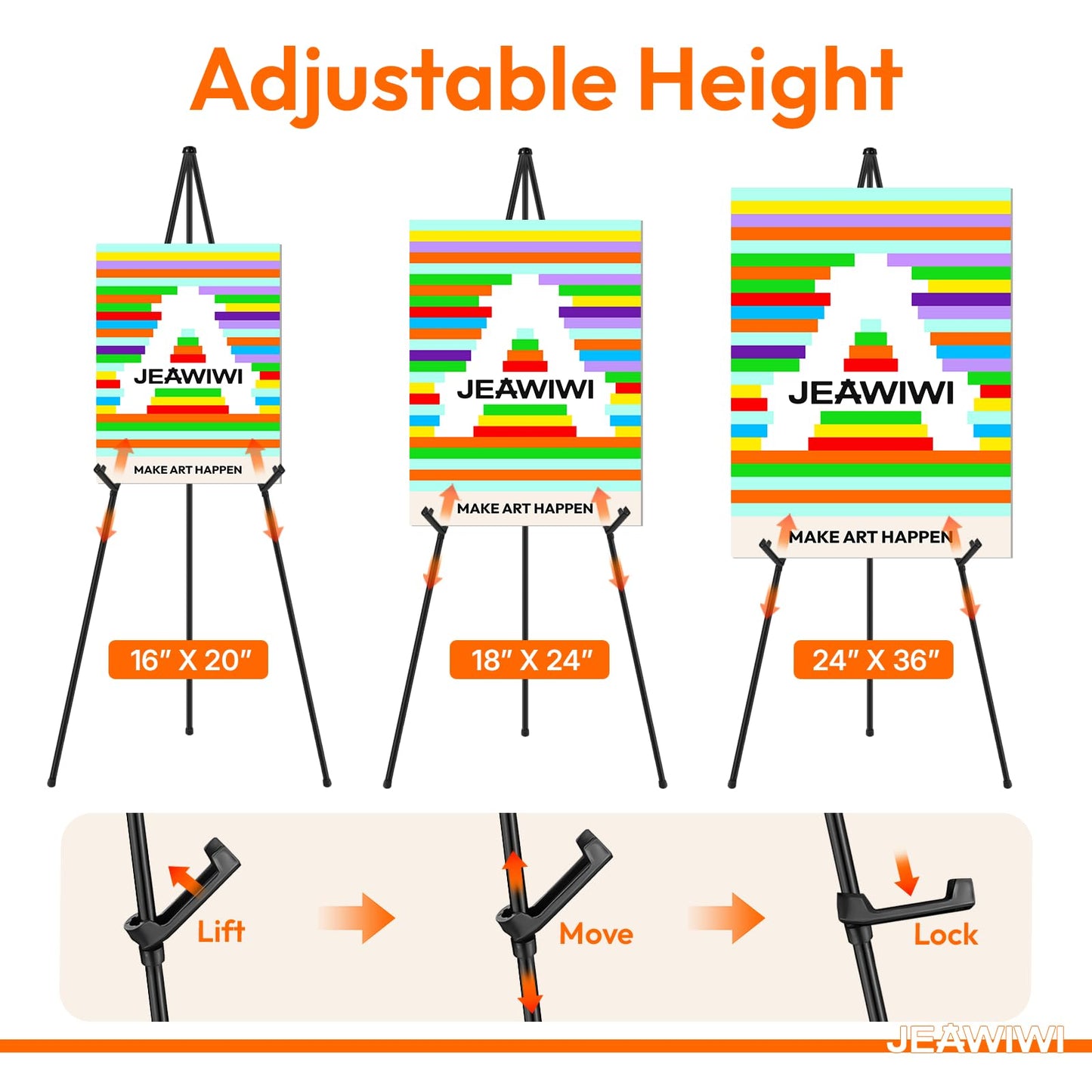 JEAWIWI 8PCS Black Easel Stand for Wedding Sign Stand, 66 Inch Portable Picture Stands for Display, Tripod Artist Easel for Painting, Floor Wedding Welcome Sign Stand, Metal Easel with Portable Bags