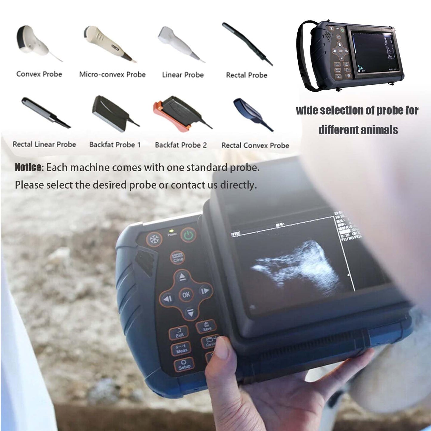 DAWEIanimed DAWEI S1 Veterinary Ultrasound Scanner Portable Ultrasound Machine with 7.5Mhz Linear Probe Waterproof for Animals Mouse,Snakes