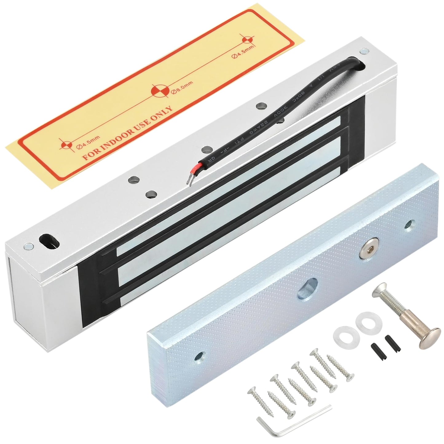 Heavy-Duty Waterproof 12V DC NC Electromagnetic Door Lock, 600LBS Magnetic Holding, Surface-Mount, for Metal & Wooden Doors, Indoor & Outdoor Security Access Control