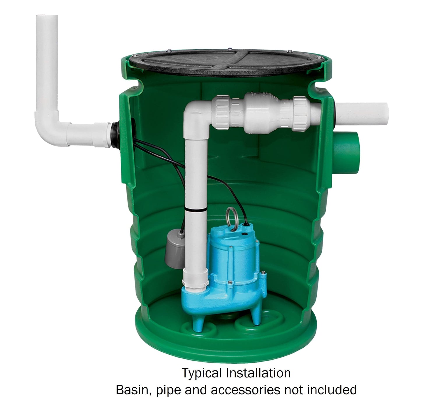 Little Giant 9SC-CIA-RF 115 Volt, 4/10 HP, 6000 GPH Epoxy-Coated Cast Iron Submersible Sewage Pump with Piggyback Tethered Float Switch, 20-Ft. Cord, Blue, 509412