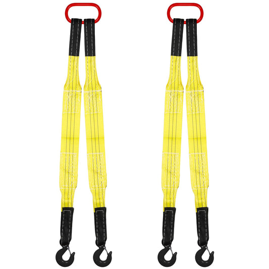 Maasechs 2 Pack Lifting Slings Straps with Hooks Web Slings Capacity Polyester Bridle Sling Heavy Duty Two Leg Lifting Straps for Engines Cranes Hoists Truck (3.3ft,Yellow)