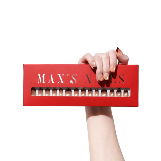 Max’s Press-On Nails, French Tip Collection | 30-Piece Nail Kit including both Nail Glue & Adhesive Tabs (Square Aged Red Wine, Medium)