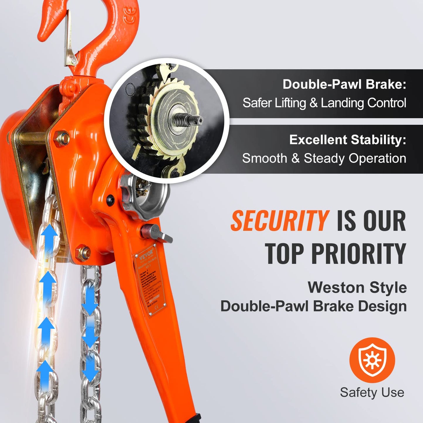 VEVOR Manual Lever Chain Hoist Bundle - 3 Ton 6600 lbs 20 FT & 1.5 Ton 3300 lbs 10 FT Capacity