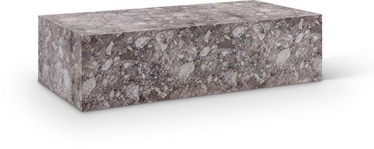 Meridian Furniture 99029Brown-CT Piazza Collection Art Deco Indoor/Outdoor Concrete Coffee Table with Brown Marble Finish, 52" W x 26" D x 14" H, Brown
