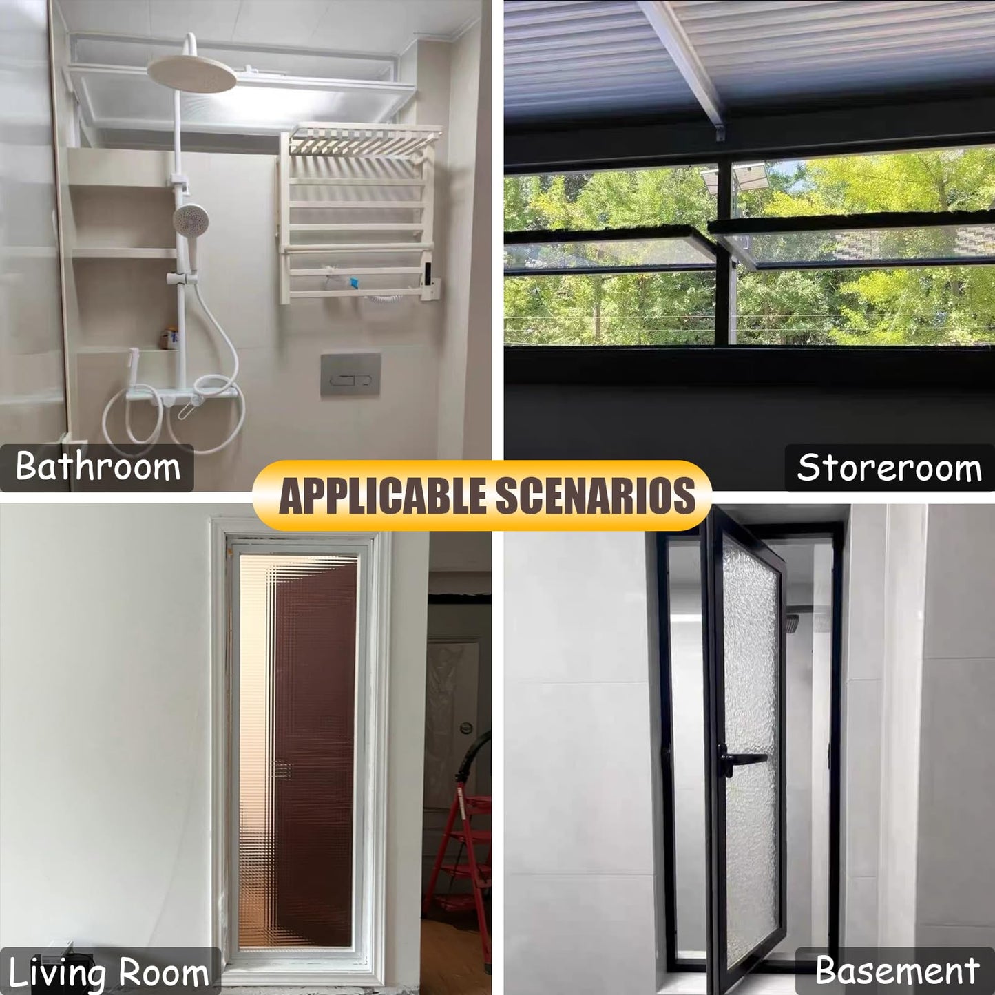 32x24in Windows for houses, 360° Rotation Sliding Window, Flush Mount Rotating Ventilated Windows, Basement Window with Tempered Glass, for Bathroom/Kitchen/Warehouse/Playhouse (Black, 32x24in)