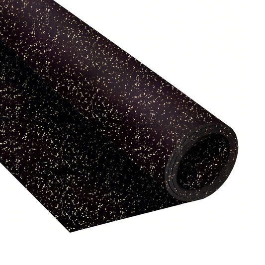 4X10 FT Heavy Duty Rubber Gym Flooring Roll，Rubber Gym Flooring for the Basement, Garage, Gym, Home Gym Flooring, or Playroom -Non-Slip Shock Absorption，Black/Grey