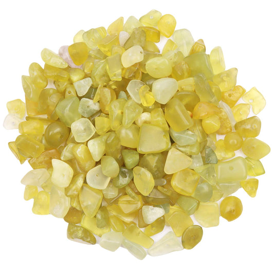 500 pcs Natural Chip Stone Beads, Lemon Stone 5-8 mm Irregular Gemstones Healing Crystal Loose Rocks Bead Hole Drilled for Jewelry Making Bracelet