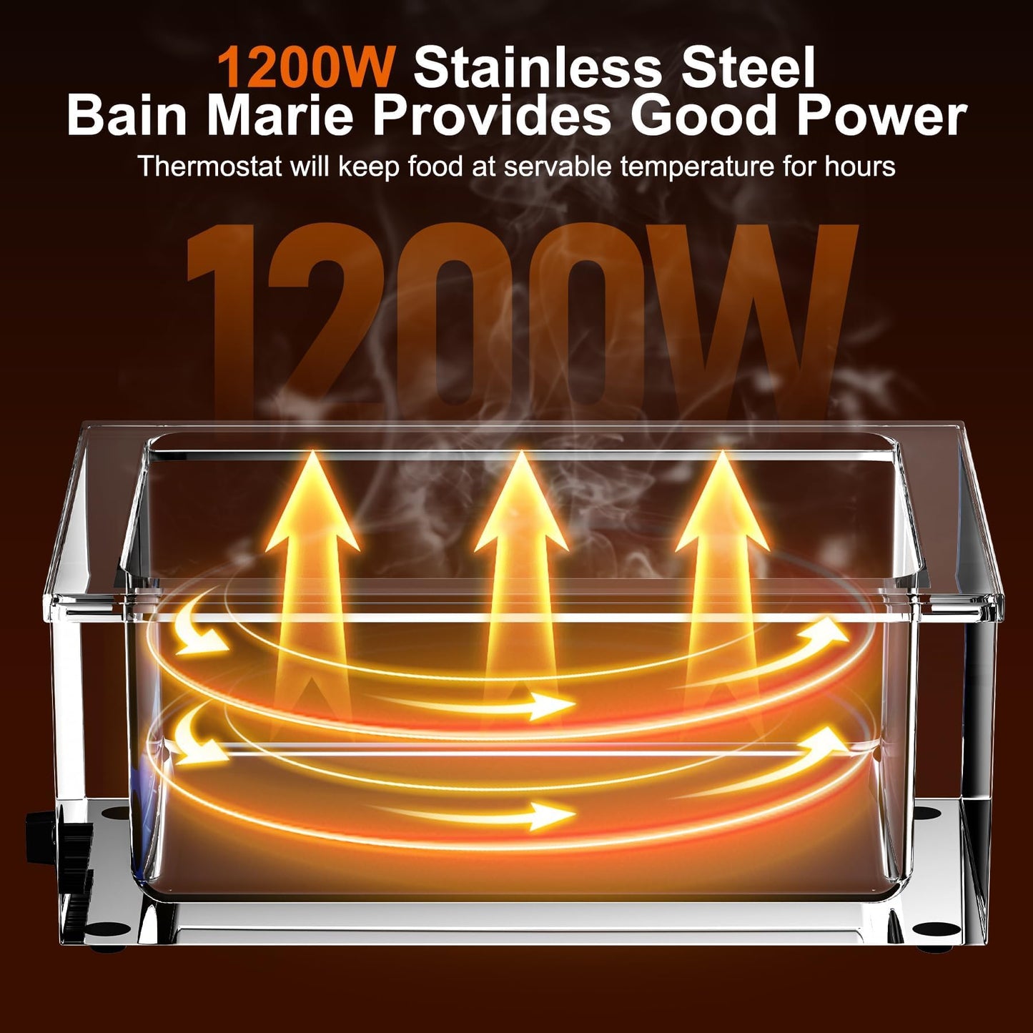 Culistra Commercial Food Warmer, 1200W Electric Stainless Steel Steam Table Soup Warmer, Bain Marie, 12" x 20" x 6 1/4", for Catering, Canteens, Cafeterias, Restaurants, Hotel, CSA Certification