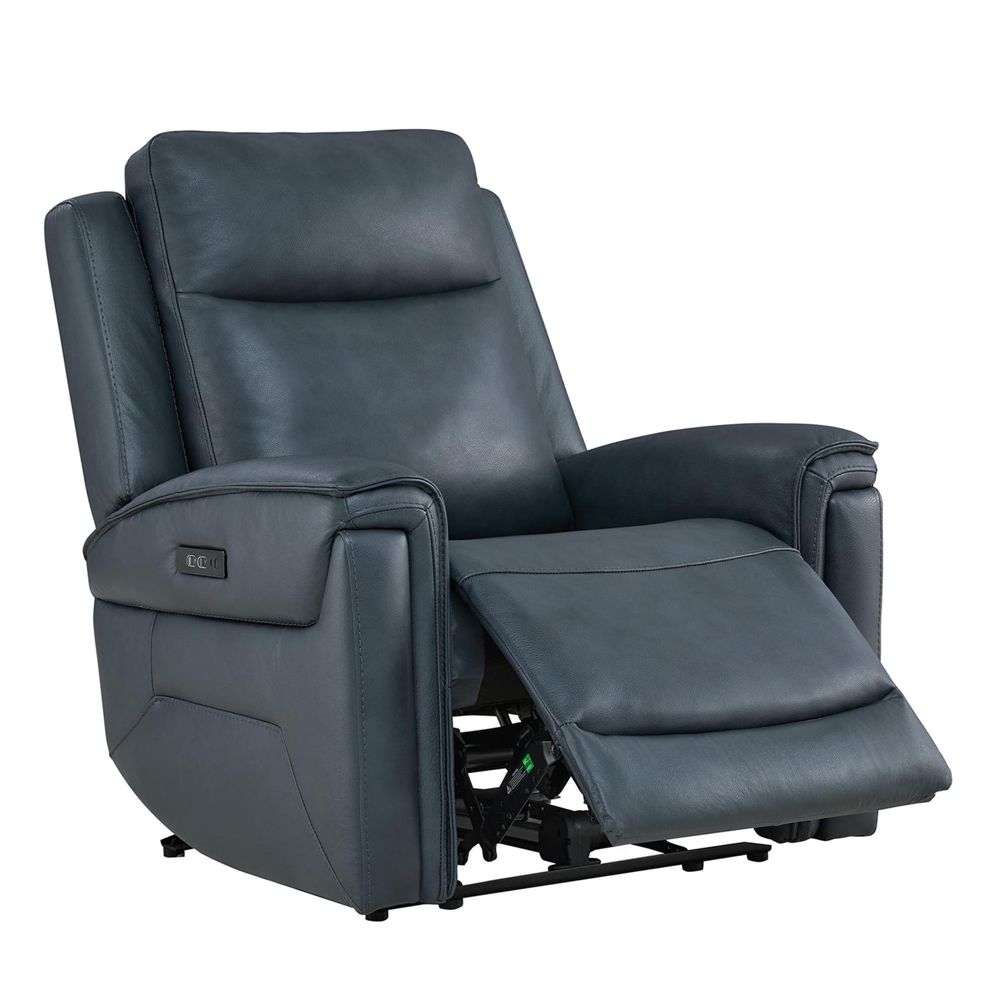 Watson & Whitely Super Zero Gravity Power Recliner Chair with Power Headrest, Genuine Leather Recliner with USB & Type-C Ports, Electric Reclining Sofa Chair for Living Room, Bedroom, Navy Blue