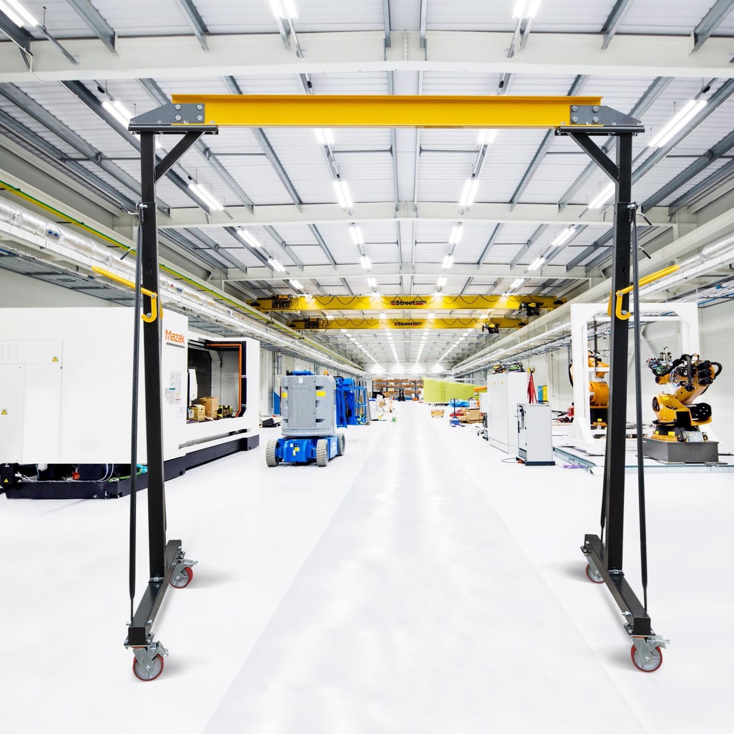 COZONY Heavy Duty Gantry Crane - MAX2200Lbs, Shop Lift Hoist with 360° Locking Wheels & Adjustable Height 97" to 141", Lifting Gantry for Workshop,Garage,Factory