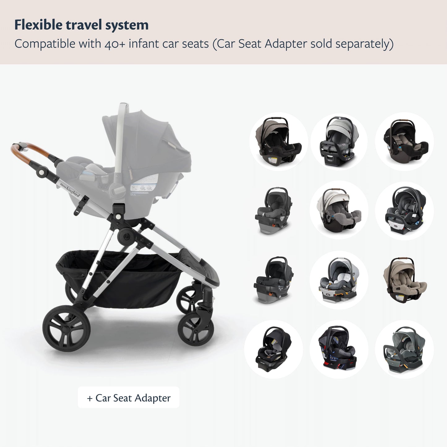 Mockingbird Single-to-Double Stroller 3.0 - Convertible Full Size Baby Stroller for 1, 2, or 3 Kids with 44 Possible configurations, Travel System Compatible - Black Windowpane