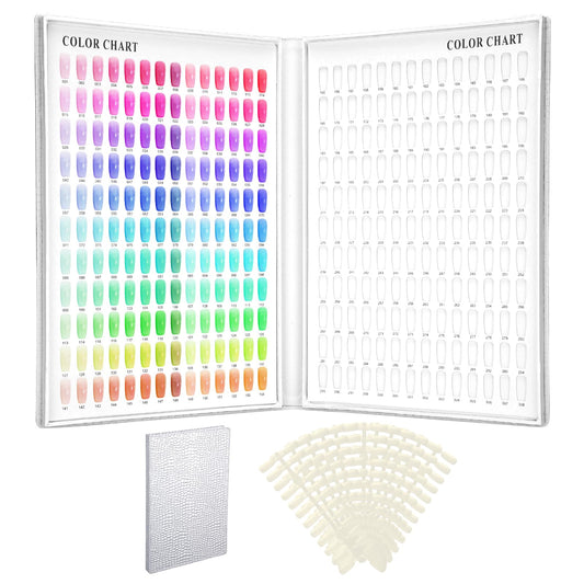Segbeauty 308 Color Nail Polish Display Book Organizer, Silver Nail Color Swatches Sample Book for Art Salon with 360 False Nails Tips DIY Press On Nails Display Holder Board Cases Storage Stand