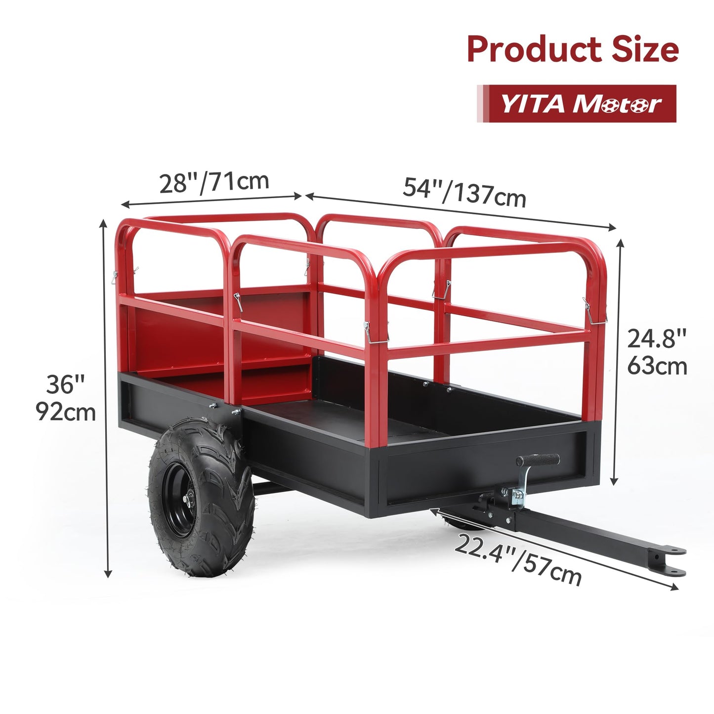 YITAMOTOR Heavy Duty 1500lbs ATV Trailer Dump Cart Tow Behind, 15 Cubic Feet, Yard Garden Cart Pull Behind Dump Trailer for Lawn Mower Tractor