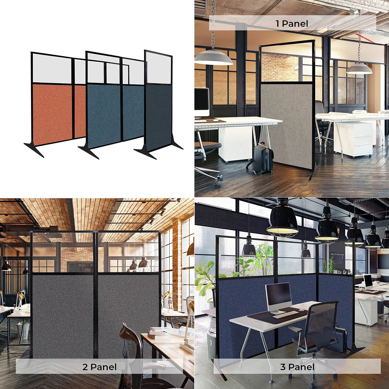 Versare Workstation Partition | Portable Wall Divider | Modern Office Cubicle | Free Standing Privacy Screen | Flexible Work Space | 66" x 70" Charcoal Gray Fabric Panels