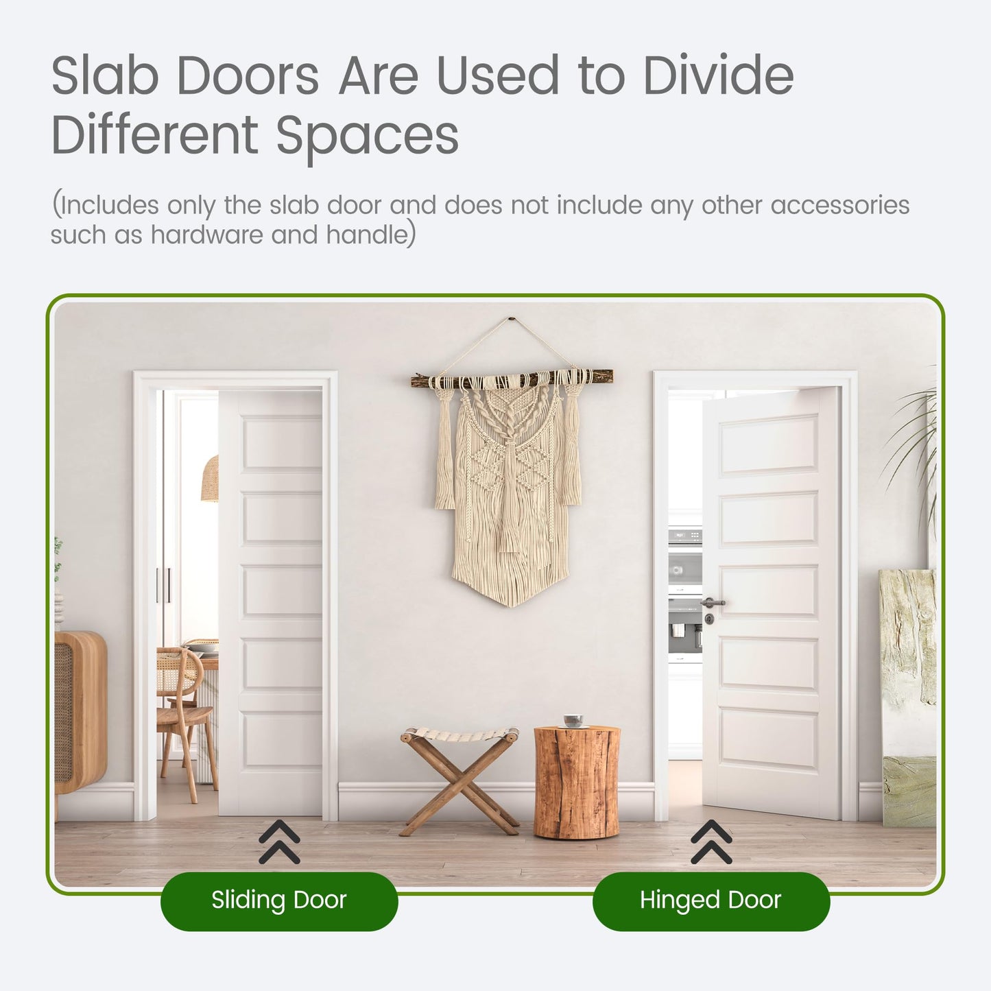 OHTOMO 36"x 80" 5-Panel Interior Door, Solid Core with MDF Door Slab, White Primed, Without Frame and Hardware Kit, for Pantry Closet Laundry Room Bedroom