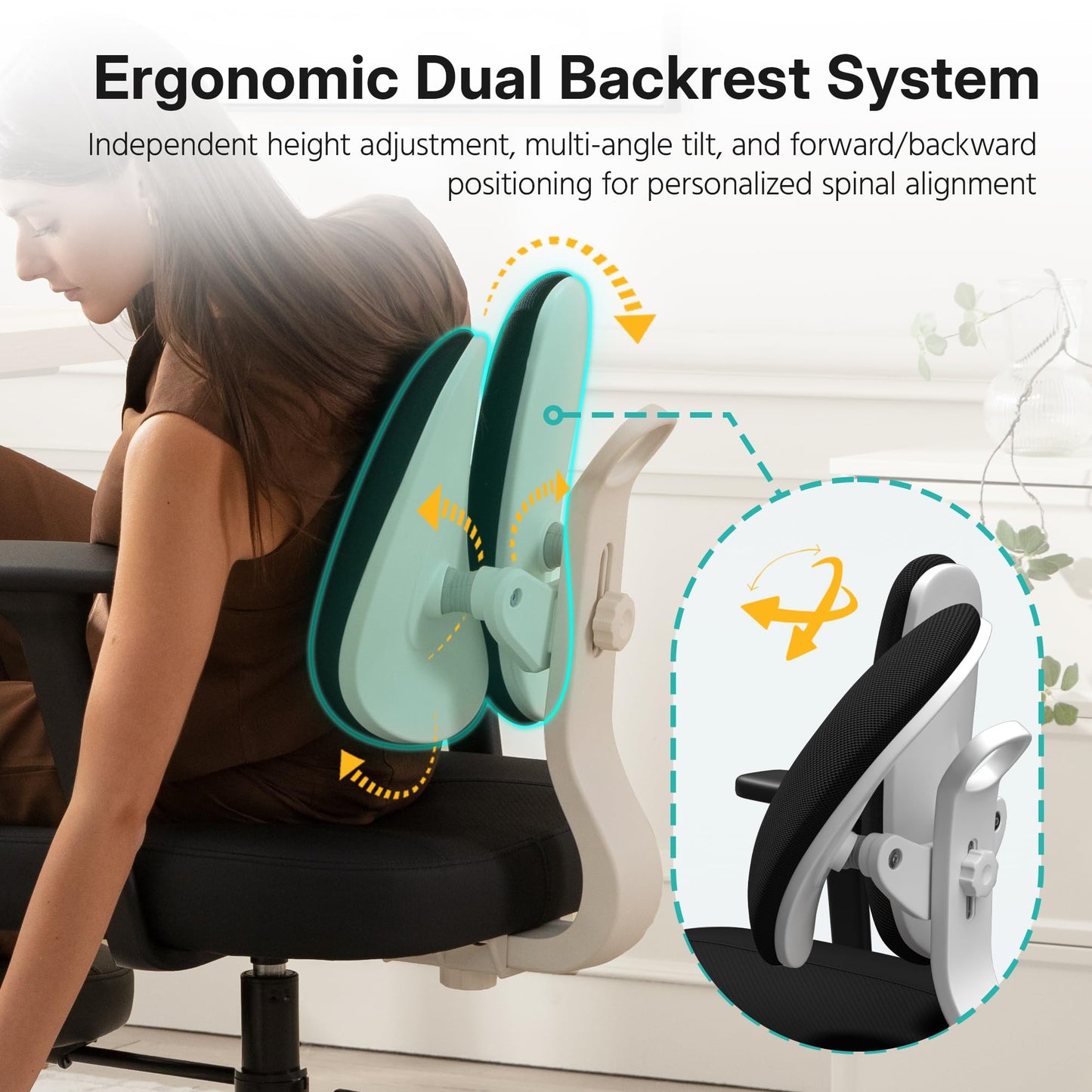 AreShark Criss Cross Office Chair with Armrest Wheels & Stretchable Rotating Footrest, Ergonomic Cross Legged Swivel Chair with Back Support& Adjustable Height for Yoga Kneeling Meditation Home Office