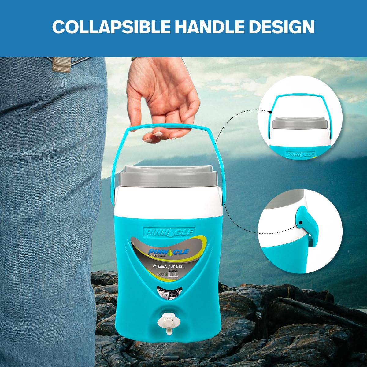 10-Gallon 5-Gallon Water Jug and 2-Gallon Gallon Water Bottle Set – Insulated Beverage Cooler Dispenser with Pull Tap Spout – Leakproof and Portable Sports Jug – for Camping, Outdoor, Party, Sports
