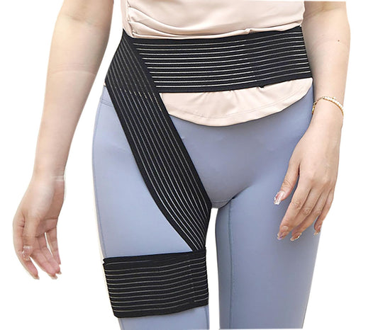 YIKANGHENG Hip Support Belt, 110 Inch x 3 Inch Black Nylon Adjustable Groin Wrap for Brace of Hip, Groin and Thigh (Black)