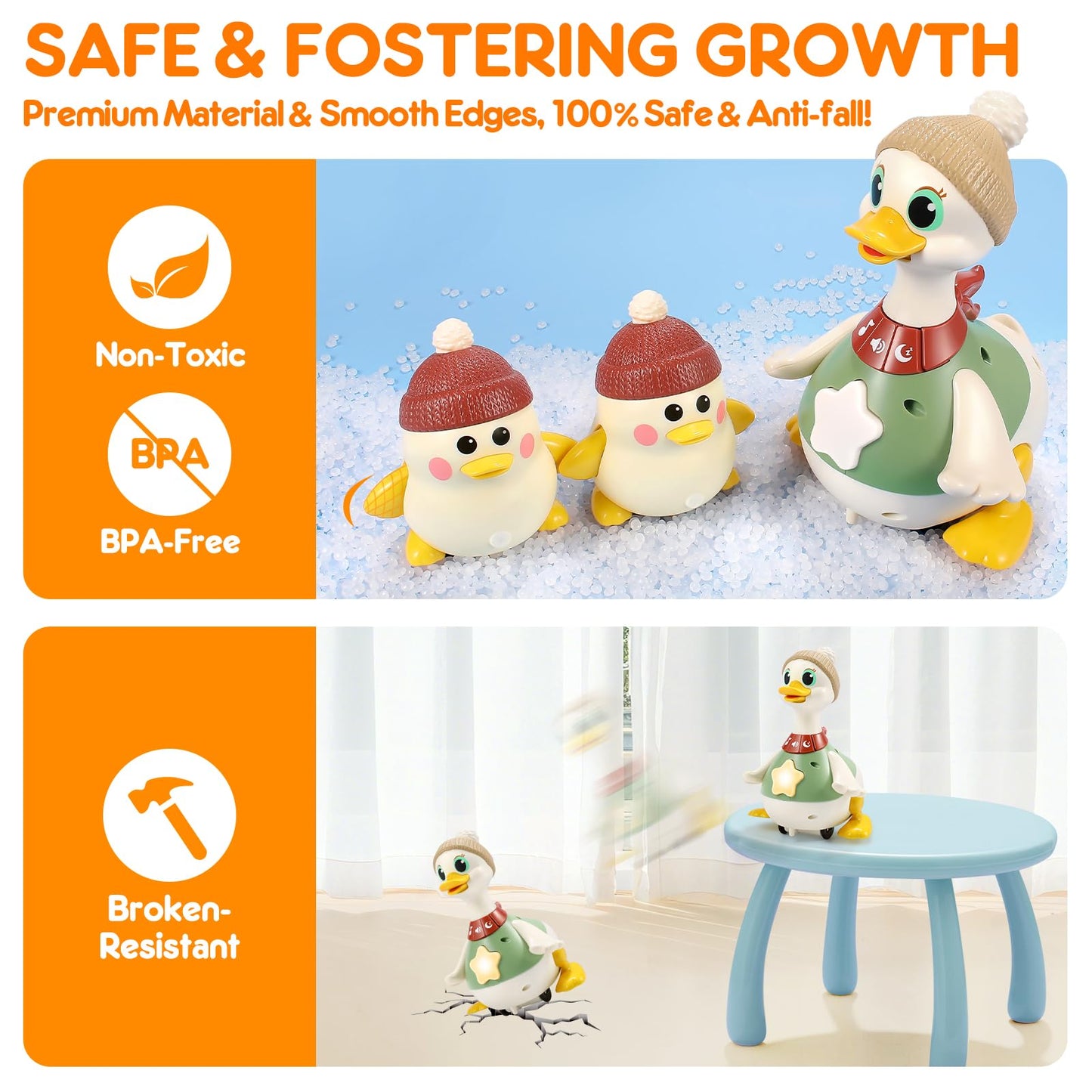 LUDILO Infant Baby Toys 6-12 Months: Musical Crawling Duck Toy Must Have 6 7 8 9 10 12 18 Month Old Baby Toy 6-12-18 Month Newborn Tummy Time Toys for 1 Year Old Boy Girl Gifts Stocking Stuffers