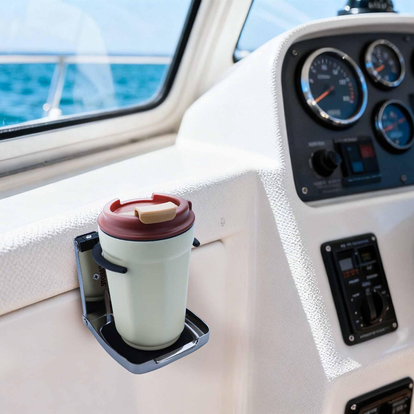 YANYUCB 304 Stainless Steel Adjustable Folding Cup Holders,Boat Drink Cup Holder,Folding Wall Car Desk Cup Holder for Trucks,RVs,Vans,Boats,Campers,Caravans(1 Pack)