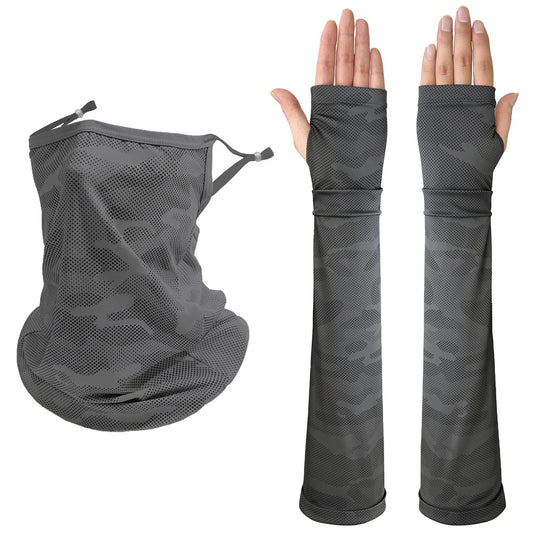 RainFlowwer Dark Grey UV Sun Protection Arm Sleeves for Men Women Teenager, Ice Silk Cooling Arm Sleeves for Running Fishing Cycling Driving Gardening Hiking