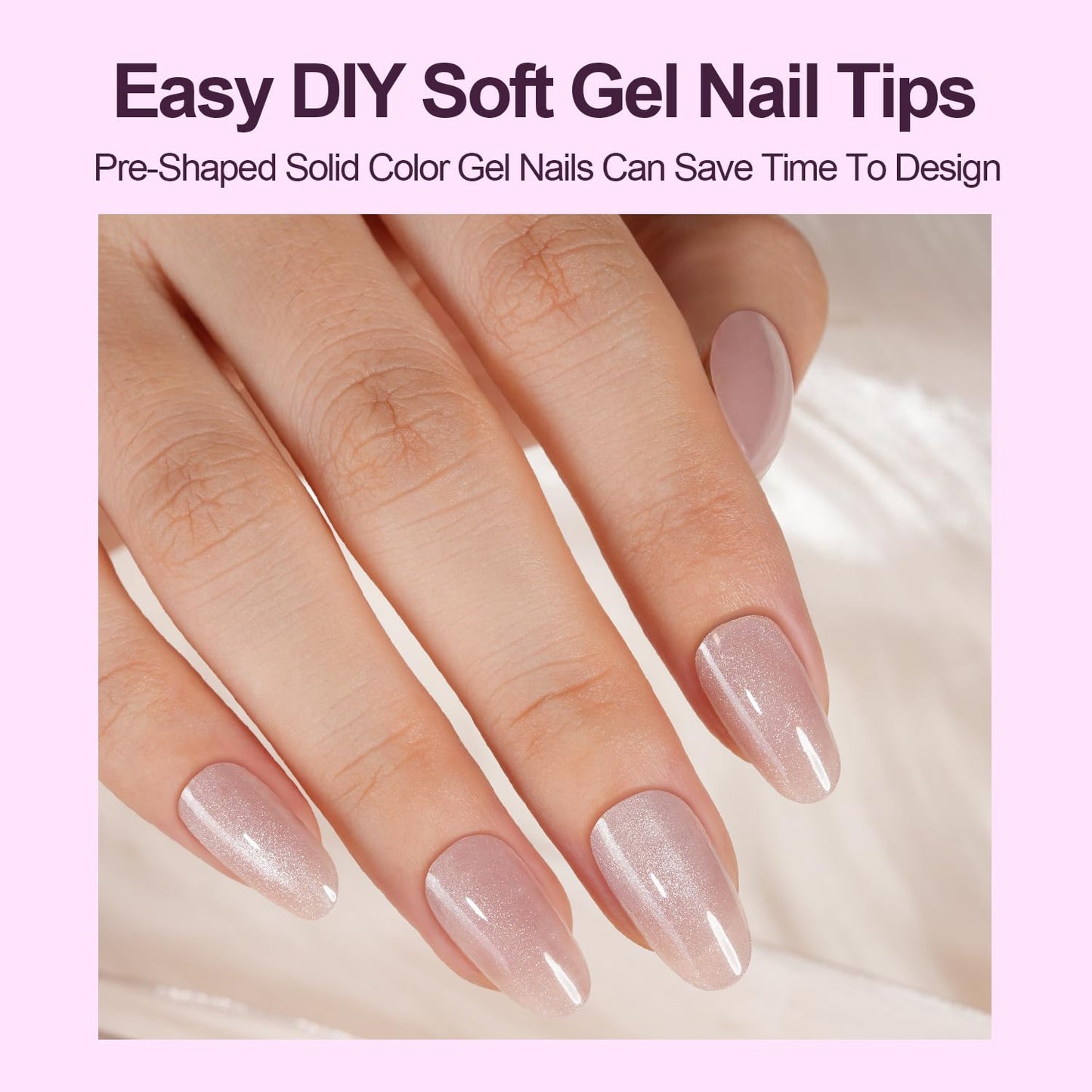 Plauva Cat Eye Press on Nails, 300Pcs Short Oval Cat Eye Nail Tips, Glossy Glitter Soft Gel Fake Nails for Women and Girls Stick On Nails in 15 Sizes