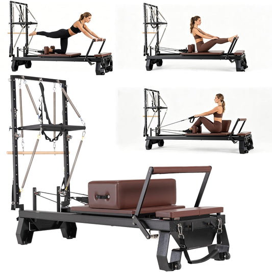 Half Trapeze Pilates Reformer, Professional Home Gym Pilates Bed with Tower Springs, Adjustable Half Cadillac Pilates Equipment for Full Body Workout & Rehabilitation