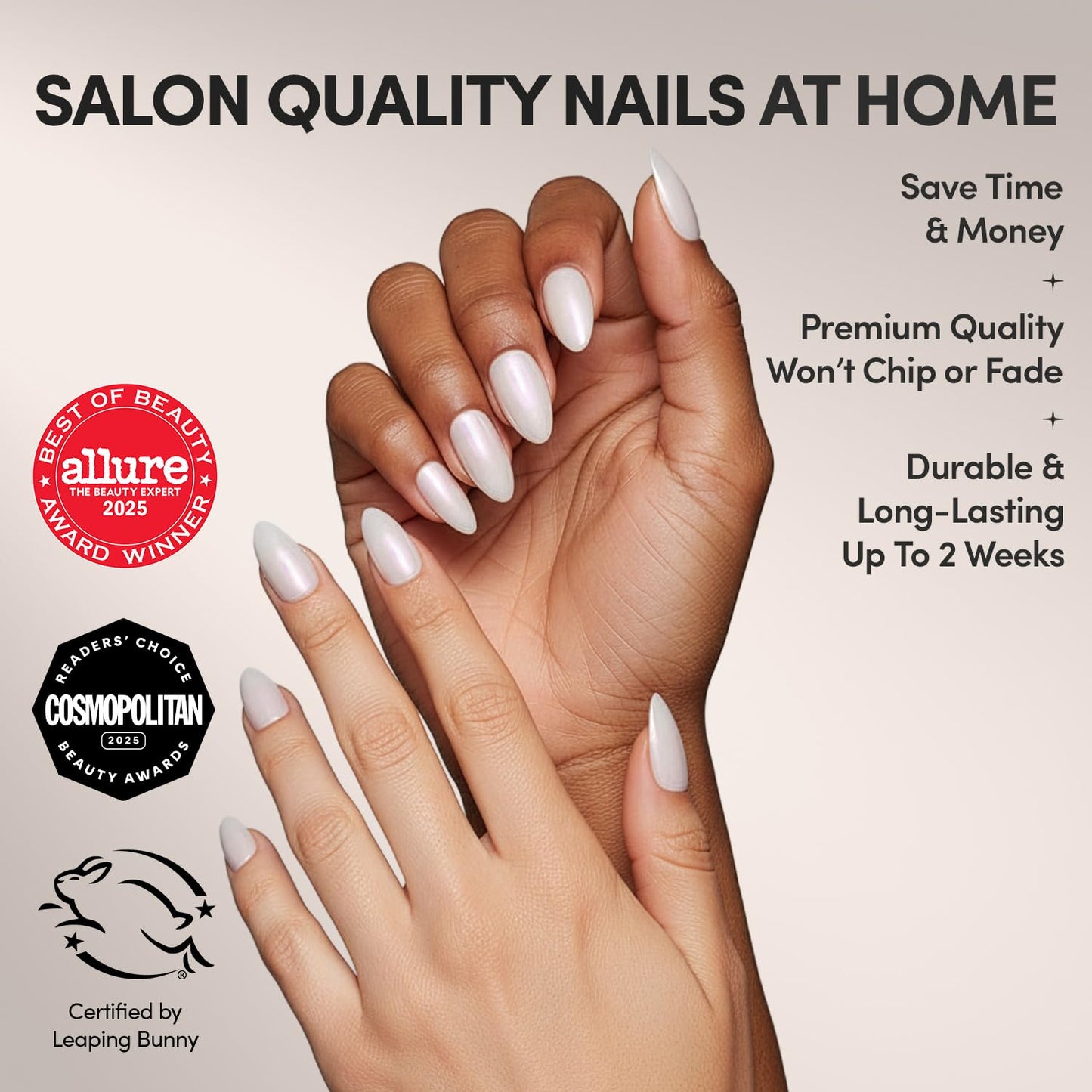 Glamnetic Press-On Nails Bundle - Clean Girl & Hailey | Short Oval Milky White False Nails | Glazed Short Almond Fake Nails | Durable, Salon-Quality Nail Kits