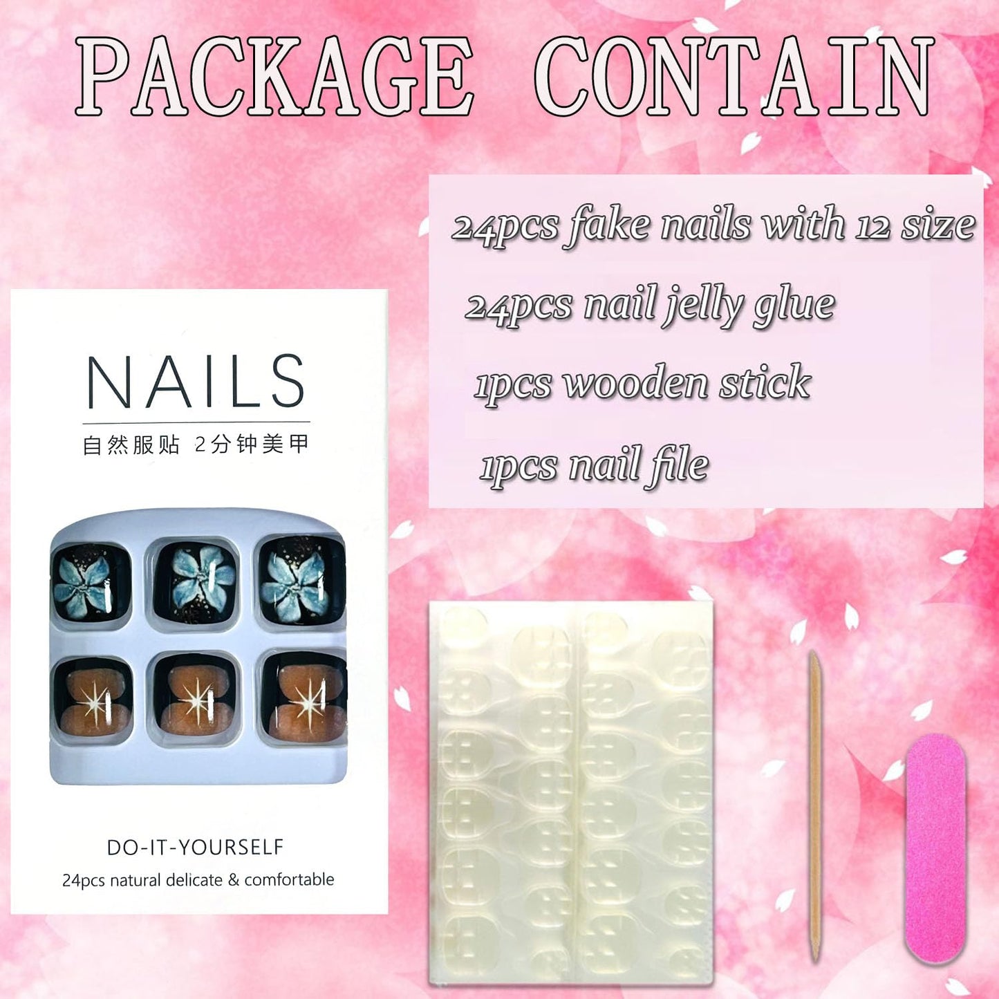 FIEONCIY Press on Toenails with Designs Acrylic Fake Nails for Toe Artificial False Nails with Charms Press on Toe Nails for Spring Summer Stick on Toenails for Women Girls(WSJ2540)